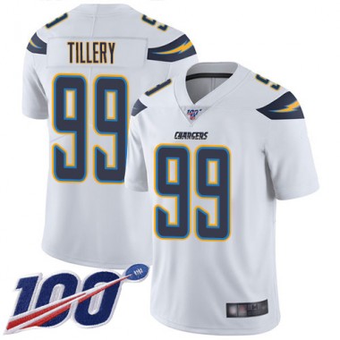 Los Angeles Chargers NFL Football Jerry Tillery White Jersey Men Limited 99 Road 100th Season Vapor Untouchable
